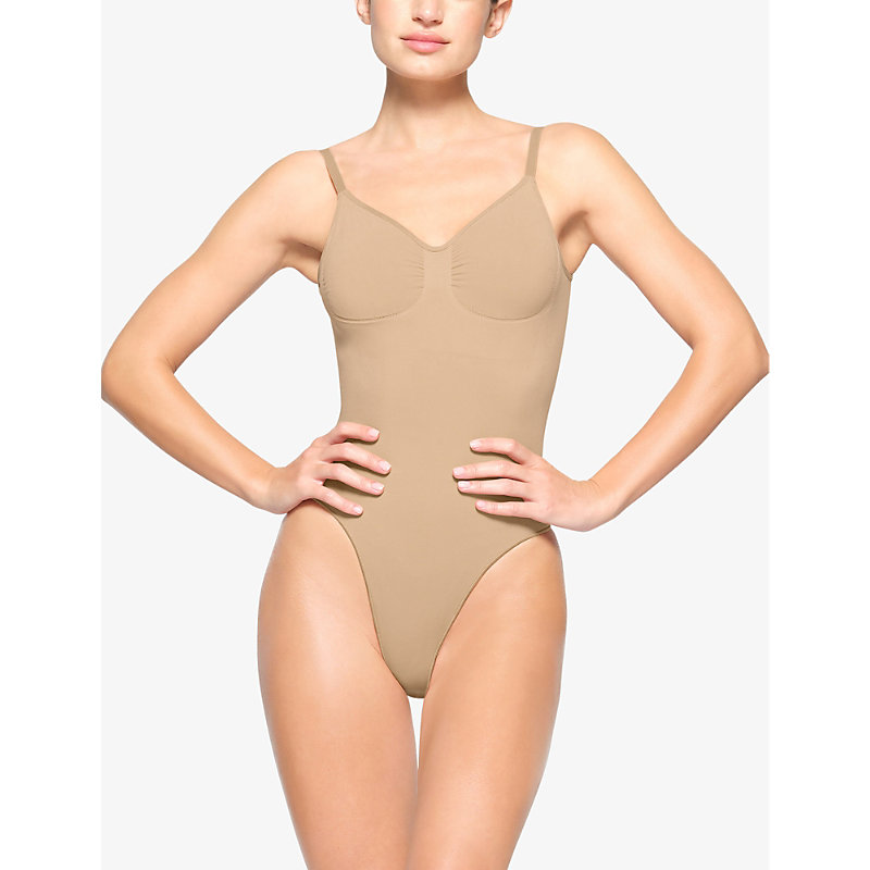 Shop Skims Women's Clay Seamless Sculpt Fitted Stretch-woven Body