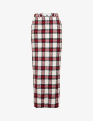 Alessandra Rich Low-rise Wool-blend Maxi Skirt In Ivory Multi