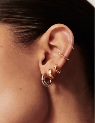 MISSOMA: Missoma x Lucy Williams Entwine 18ct Yellow-Gold Sterling Silver and Rhodium Hoop Earrings