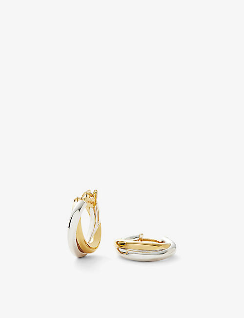 MISSOMA: Missoma x Lucy Williams Entwine 18ct recycled yellow-gold recycled sterling silver and rhodium hoop earrings
