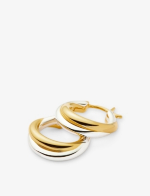 MISSOMA: Missoma x Lucy Williams Entwine 18ct Yellow-Gold Sterling Silver and Rhodium Hoop Earrings