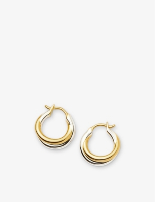 MISSOMA: Missoma x Lucy Williams Entwine 18ct Yellow-Gold Sterling Silver and Rhodium Hoop Earrings