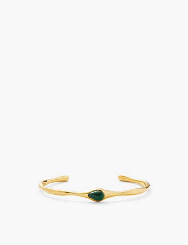Mala 18ct yellow-gold plated brass and malachite cuff