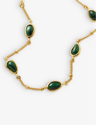 Mala 18ct recycled yellow gold-plated vermeil sterling-silver and malachite bracelet