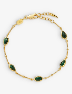 Missoma Womens Gold Mala 18ct Recycled Yellow Gold-plated Vermeil Sterling-silver And Malachite Brac