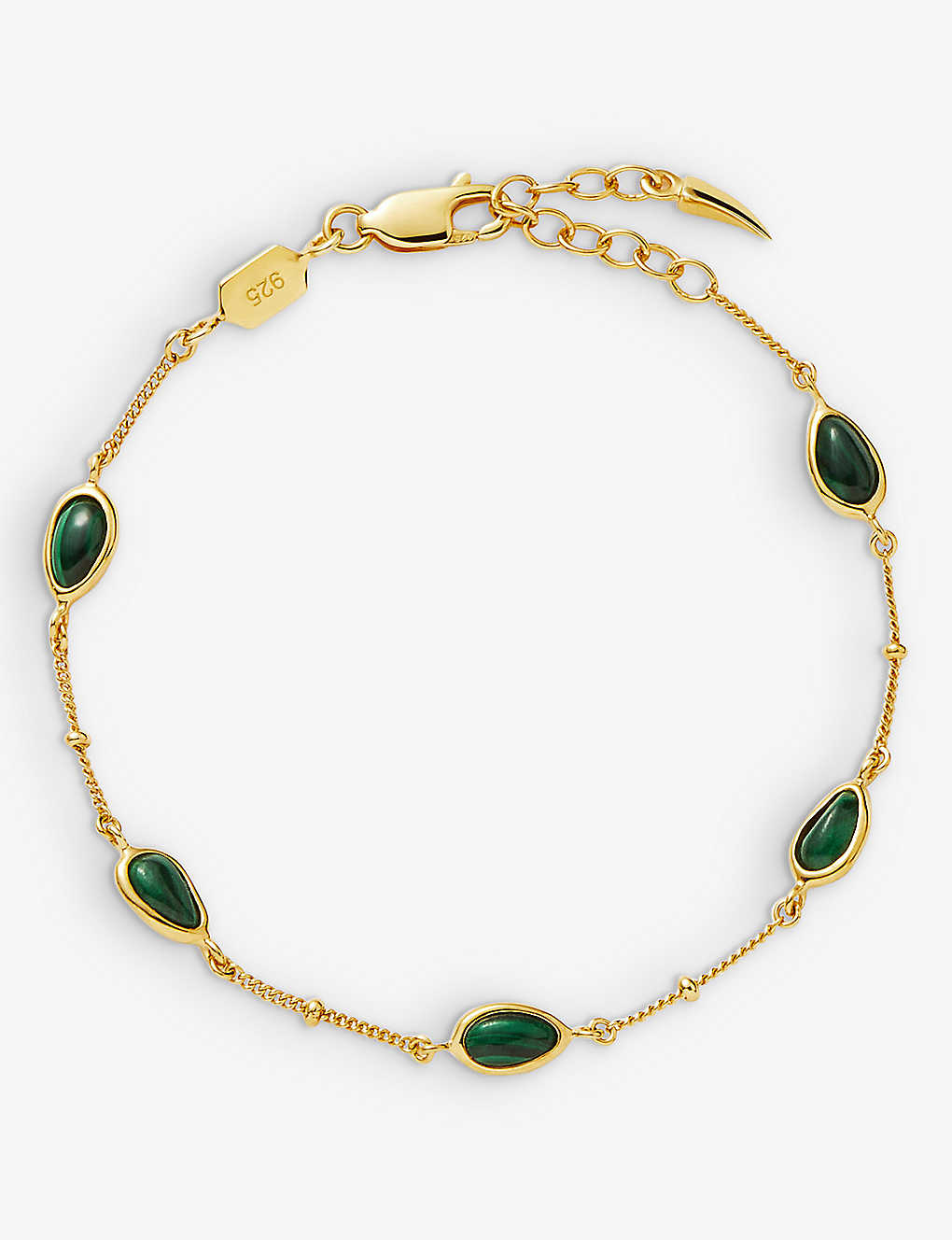 Missoma Womens Gold Mala 18ct Recycled Yellow Gold-plated Vermeil Sterling-silver And Malachite Brac