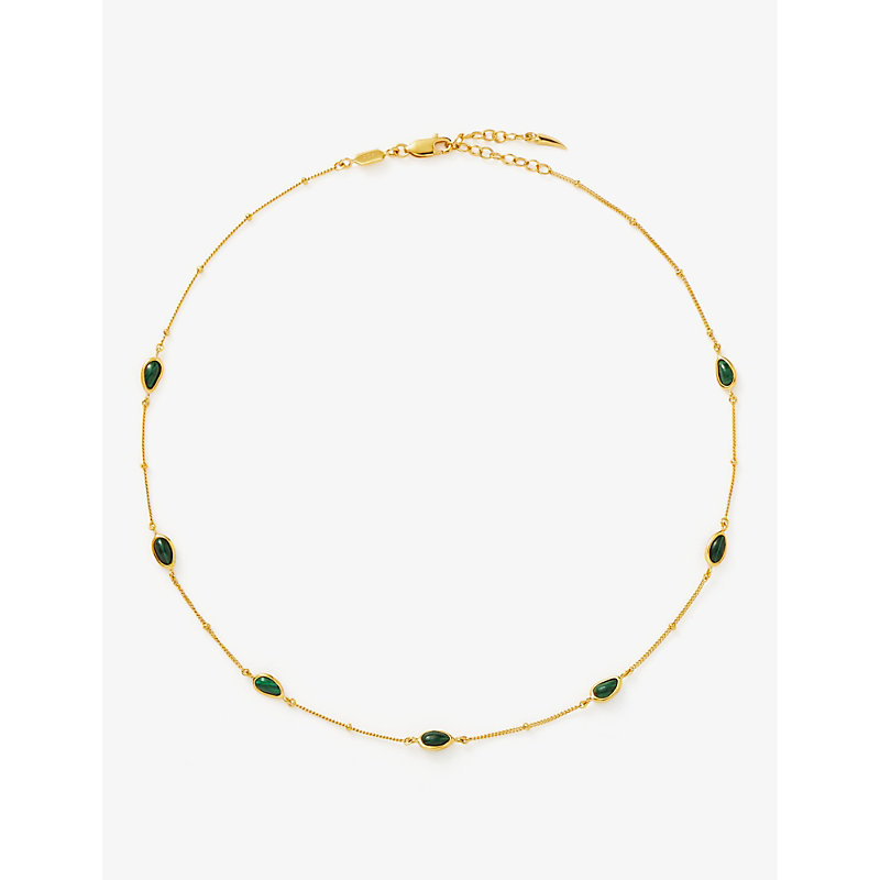 Missoma Womens Gold Mala 18ct Yellow Gold-plated Vermeil Recycled Sterling-silver And Malachite Chok
