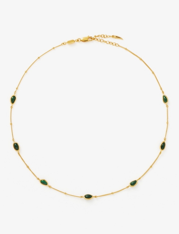 Mala 18ct yellow gold-plated vermeil recycled sterling-silver and malachite choker necklace