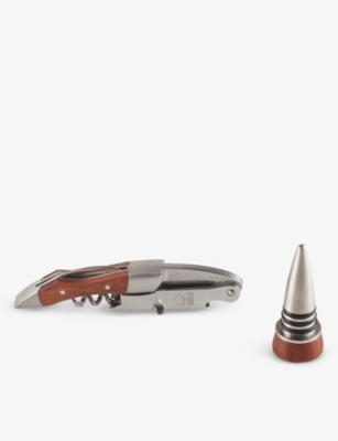 Le Creuset Gs-190 Waiters Wood And Stainless-steel Opener And Stopper Gift Set