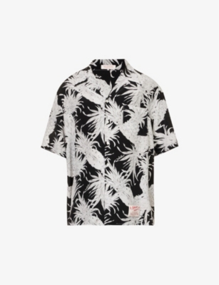 VALENTINO PINEAPPLE-PRINT OVERSIZED-FIT SILK SHIRT,68404773