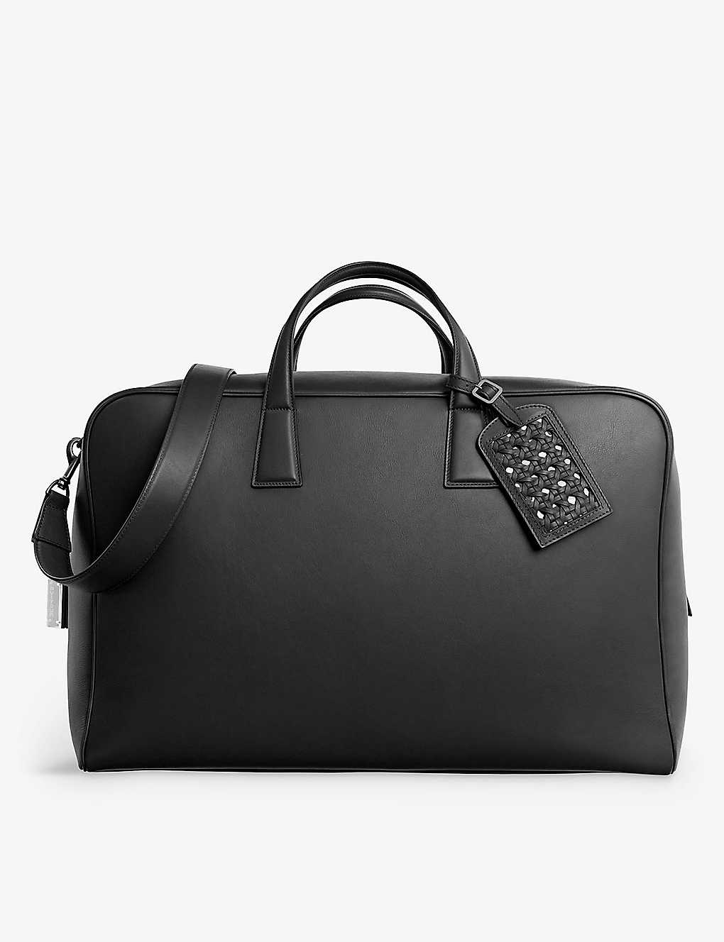 Aviteur Black Cristallo Weekend Leather Holdall Bag