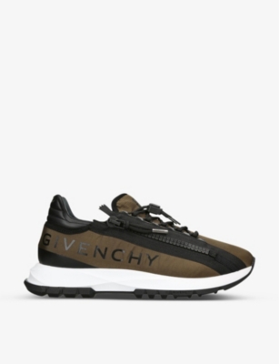 GIVENCHY GIVENCHY MEN'S KHAKI SPECTRE BRAND-PRINT LEATHER LOW-TOP TRAINERS
