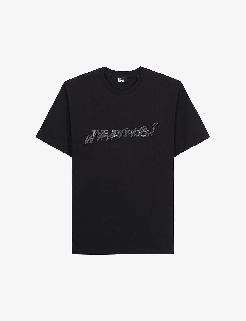 The Kooples Mens Black Logo Text-print Cotton-jersey T-shirt