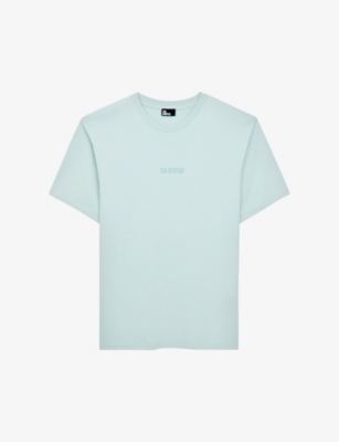 The Kooples Mens Ocean Logo-embroidered Short-sleeve Cotton T-shirt