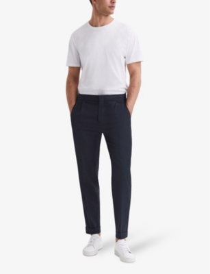 Shop Reiss Men's Vy Brighton Relaxed-fit Tapered Woven Trousers In Blue