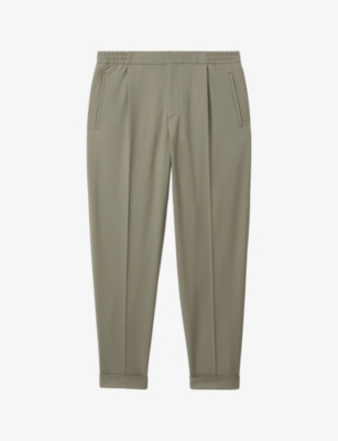 Shop Reiss Men's Sage Brighton Relaxed-fit Tapered Woven Trousers