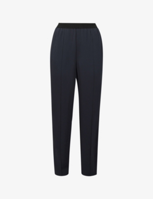 REISS REISS WOMEN'S BLACK LEONA TAPERED HIGH-RISE TROUSERS