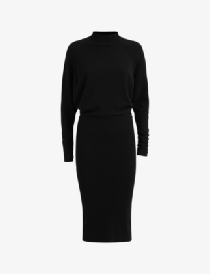 REISS: Freya turtleneck wool-blend knitted midi dress