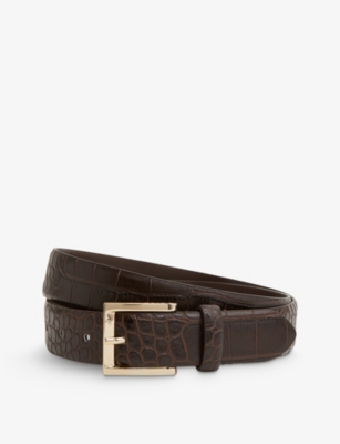 REISS: Albany croc-effect leather belt