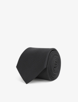 Reiss Mens Black Ceremony Textured Silk Tie