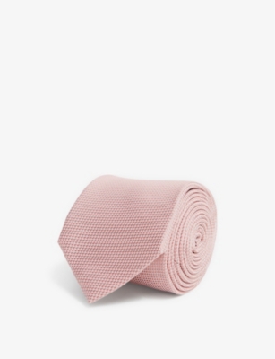 Reiss Ceremony - Soft Pink Textured Silk Tie, In Soft Pink