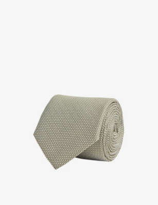 Reiss Ceremony - Soft Sage Textured Silk Blend Tie,