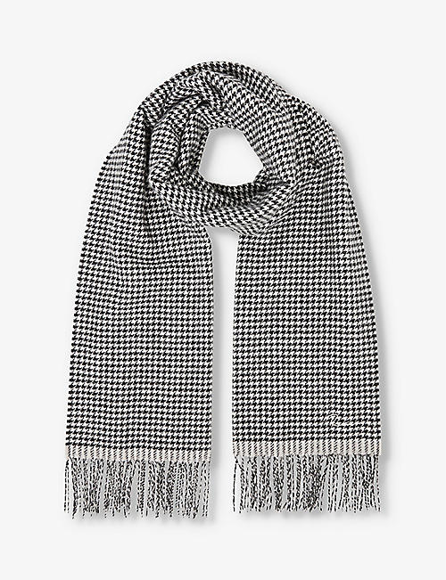 REISS: Victoria dogtooth wool-blend scarf