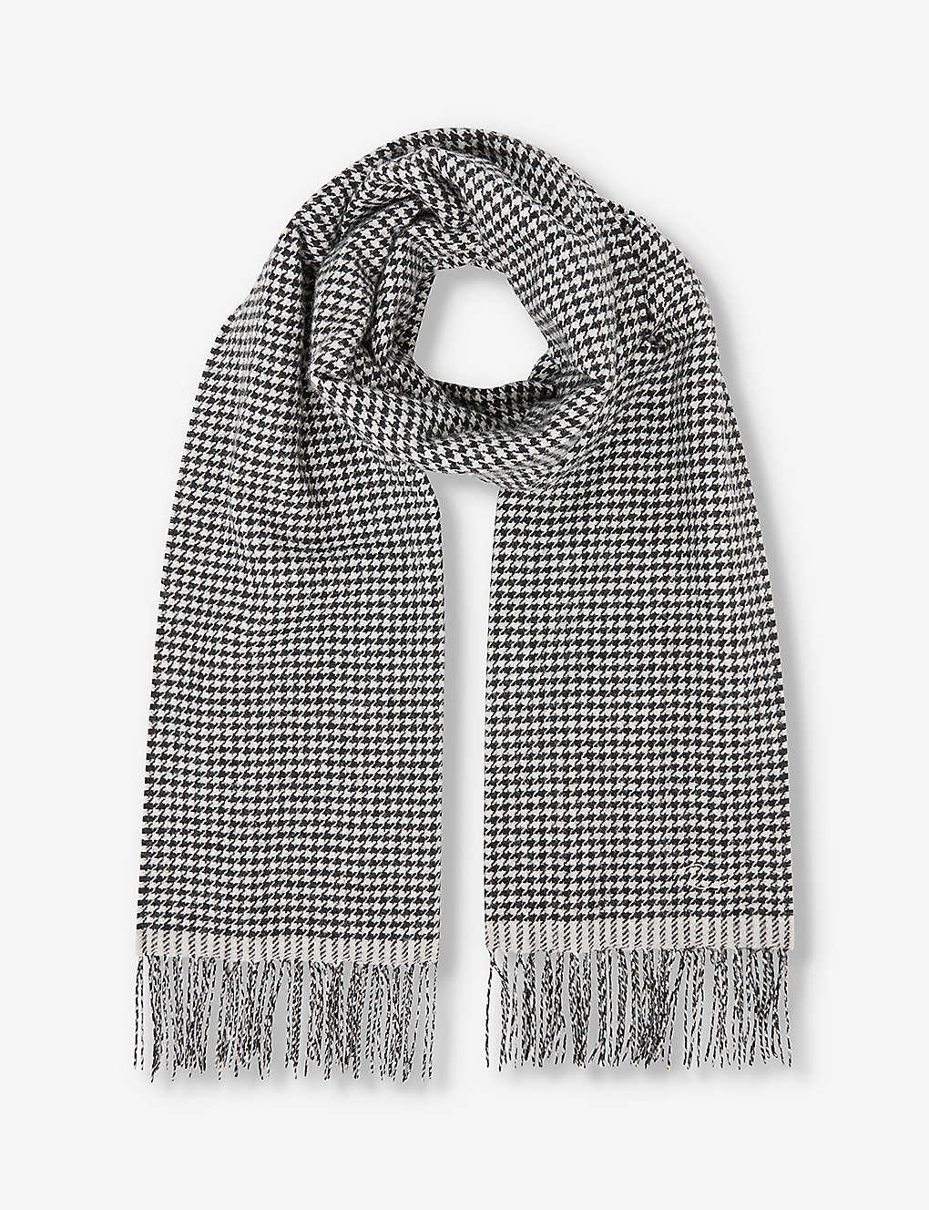 Reiss Victoria Dogtooth Wool-blend Scarf In Black/white