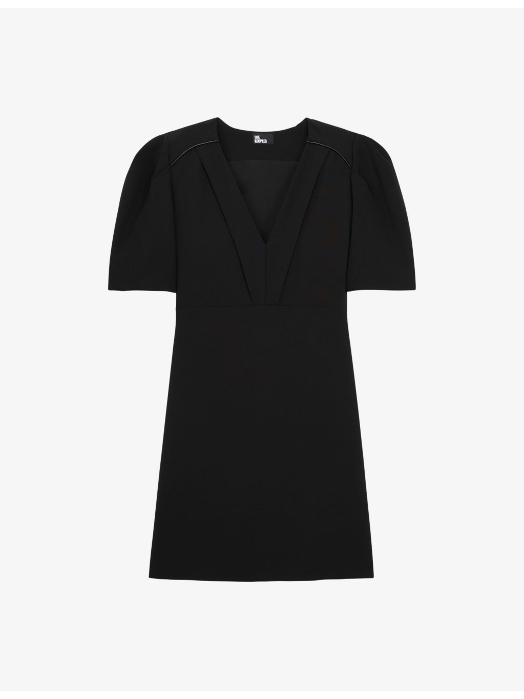 THE KOOPLES - Faux-leather piping puff-sleeve crepe mini dress