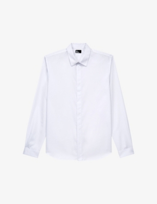 The Kooples Mens White Regular-fit Cotton Shirt