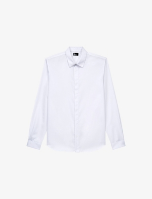 The Kooples Mens White Regular-fit Cotton Shirt