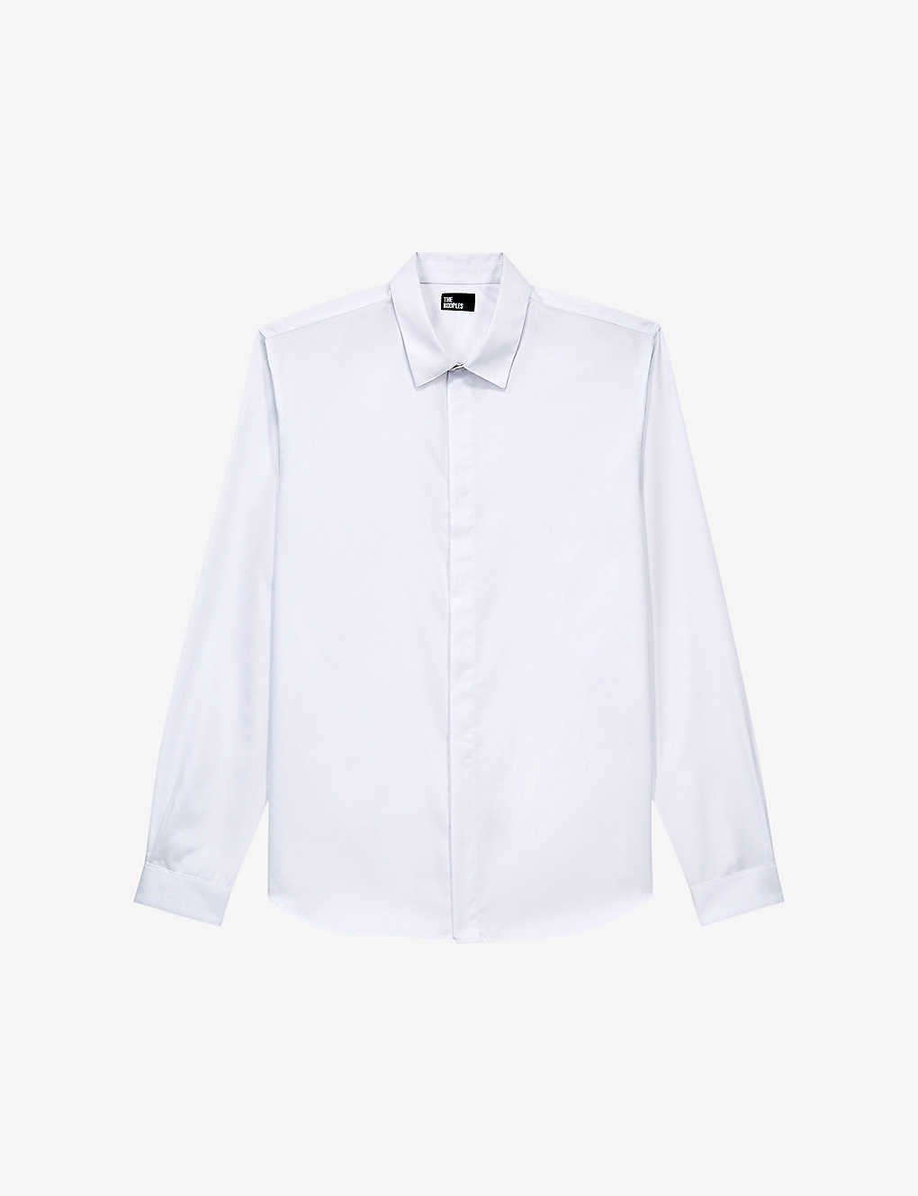 The Kooples Mens White Regular-fit Cotton Shirt