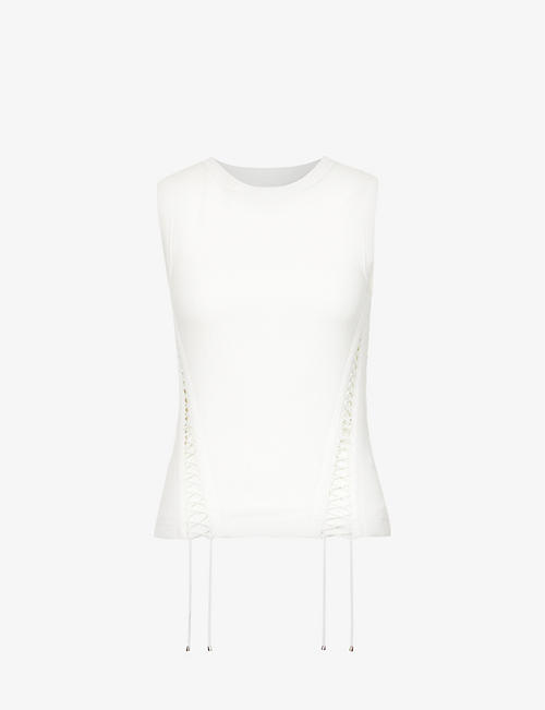 DION LEE: Muscle cut-out stretch-cotton top