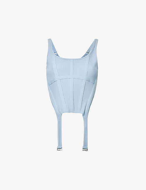 DION LEE: Combat corseted stretch-organic cotton top