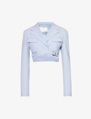 Dion Lee Cropped Wool-blend Blazer In Glacier