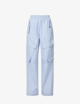 DION LEE: Wide-leg mid-rise cotton cargo trousers