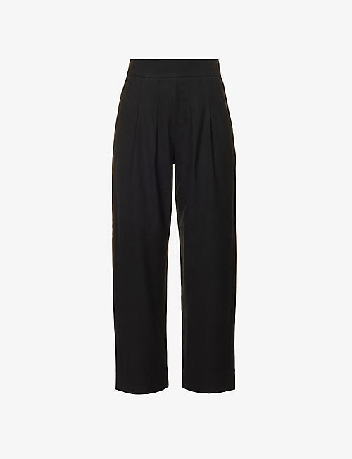 ME AND EM: Cropped tapered-leg mid-rise stretch-woven trousers