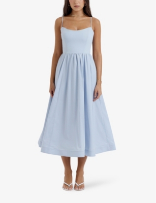 HOUSE OF CB: Lolita scoop-neck stretch cotton-blend midi dress