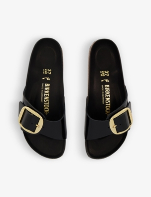 Shop Birkenstock Women's High Shine Black Madrid Buckle-embellished Leather Sandals