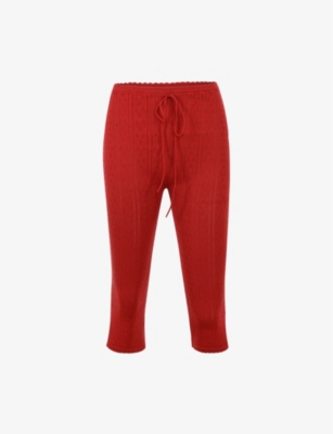 House Of Cb Womens Cherry Abigail Split-hem Fitted High-rise Knitted Trousers In Red