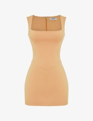 House Of Cb Womens Apricot Enya Fitted Woven Mini Dress