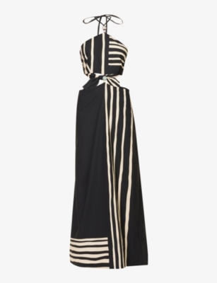 SIR SIR WOMEN'S LIGNE STRIPED HALTERNECK COTTON MAXI DRESS