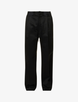 SACAI: Drawstring-waistband wide-leg cotton trousers