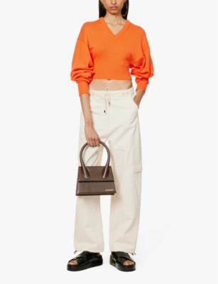 Shop Jacquemus Midnight Brown Le Grand Chiquito Leather Top-handle Bag