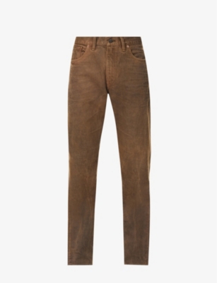RRL: Brand-embroidered brand-patch slim-fit jeans