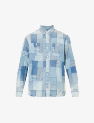 RRL: Farrell check-print denim shirt