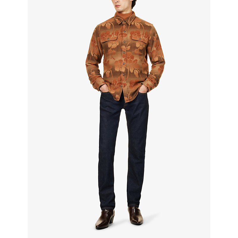 Shop Rrl Mens Brown Orange Matlock Floral-print Relaxed-fit Cotton Shirt In Multi-coloured