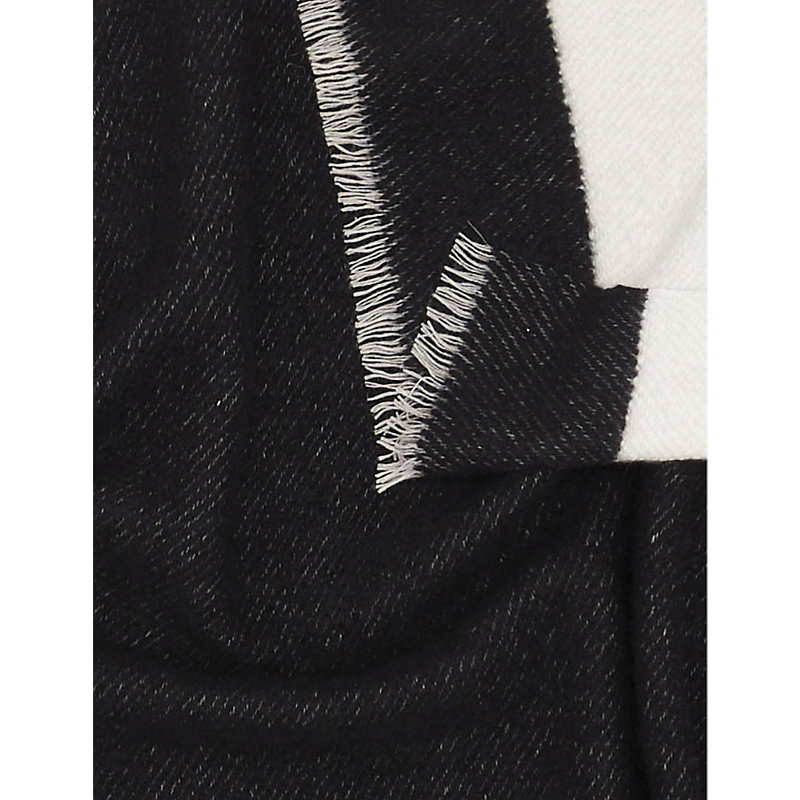 Shop Alonpi Black Mari Striped Cashmere And Silk-blend Throw 190cm X 150cm