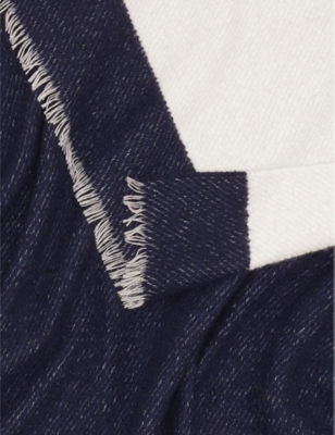 Alonpi Navy Mari Striped Cashmere And Silk-blend Throw 190cm X 150cm In Navy