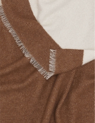 Shop Alonpi Cream Mari Striped Cashmere And Silk-blend Throw 190cm X 150cm